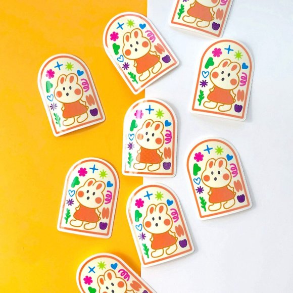 5PC Arch Shape Bunny sticker | journals Vinyl sticker | cute arch shape sticker - Picture 2 of 5